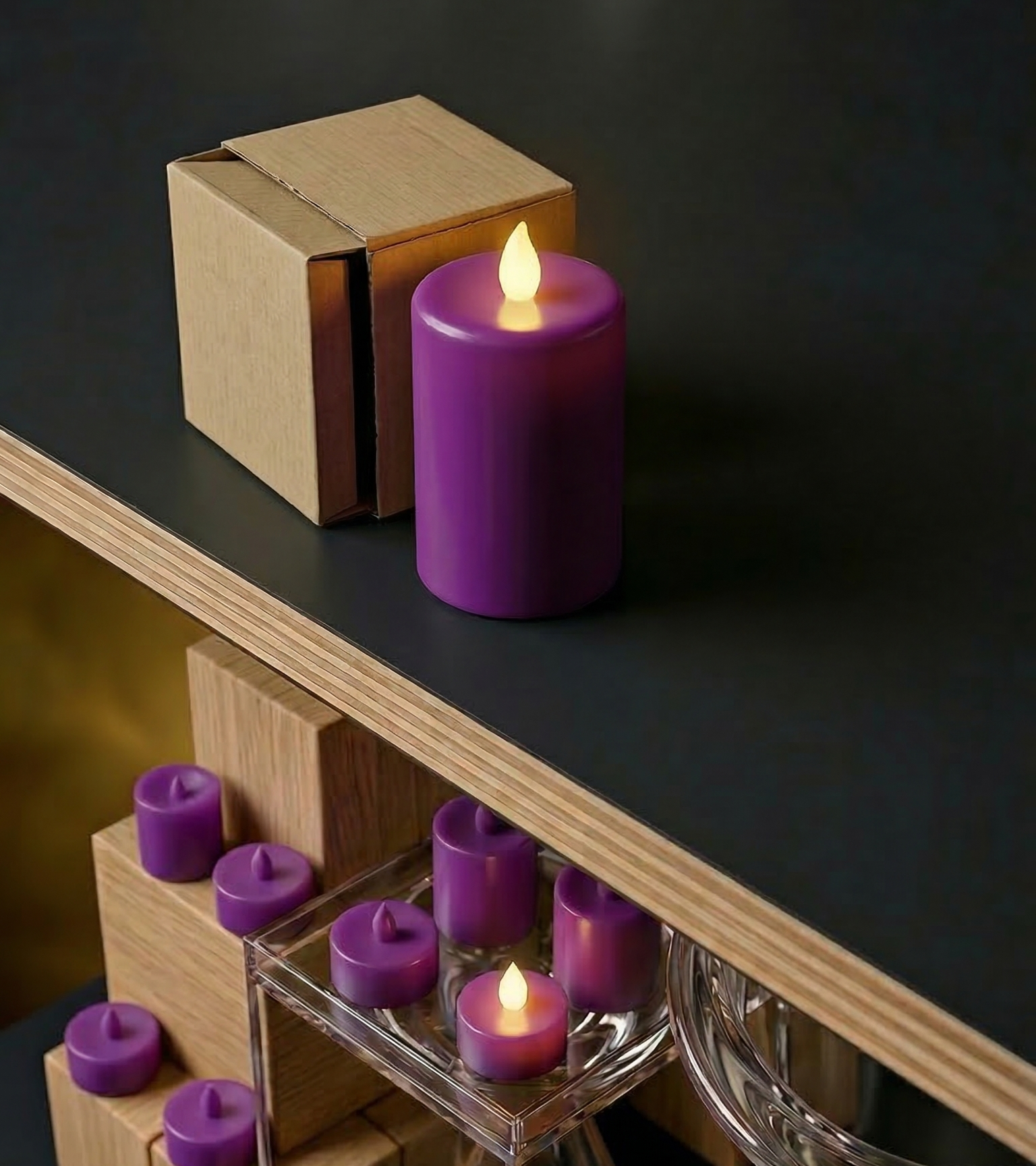 Kütük Mum Mor 10 cm