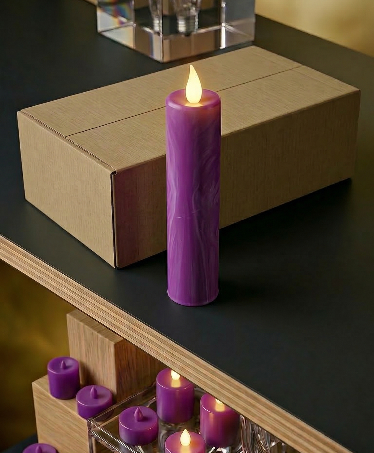 Kütük Mum Mor 20 cm